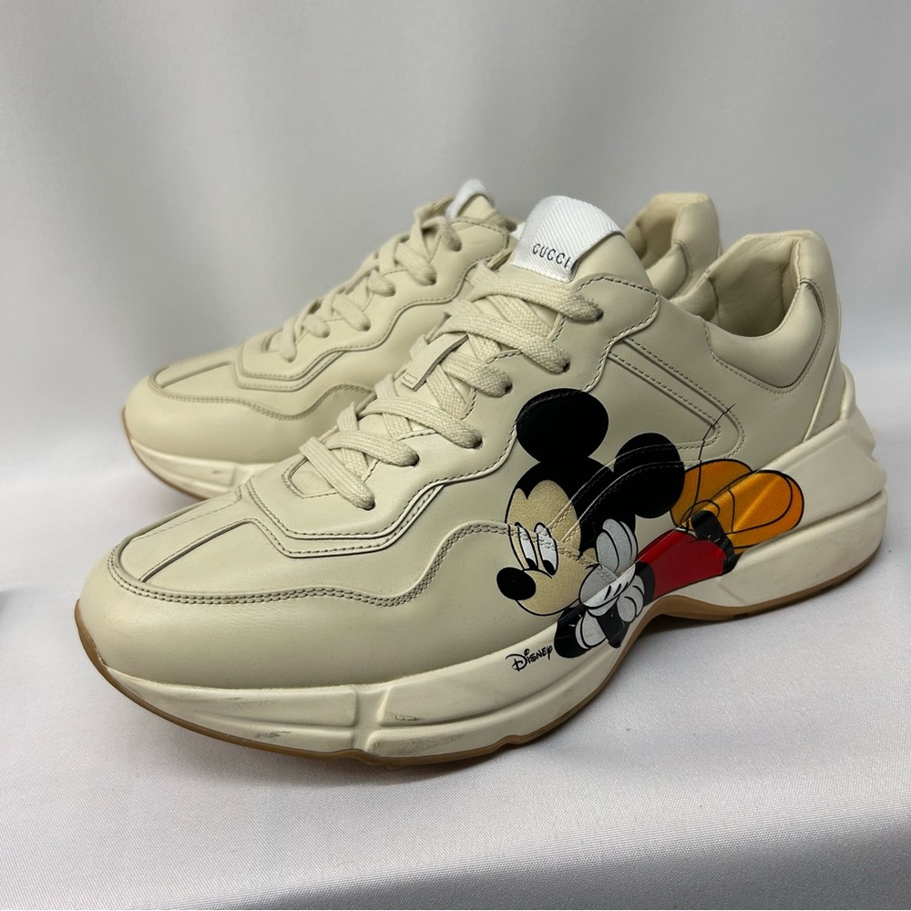 Gucci X Disney Rhyton Men's Cream Sneakers Low Top 9 / 42
